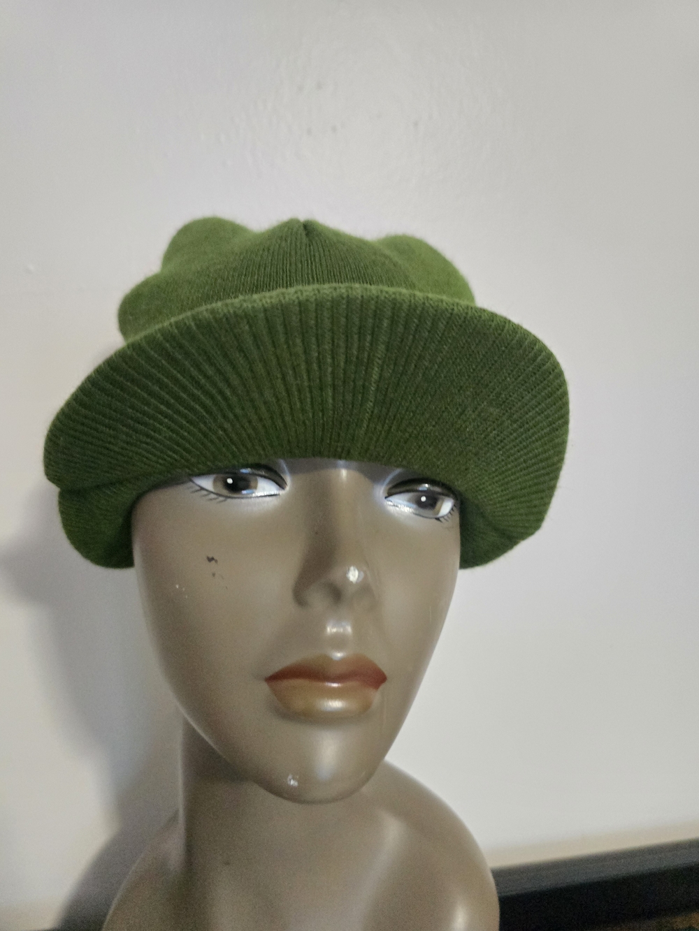 Green Knit Visor Beanie Hat - Women's Accessory